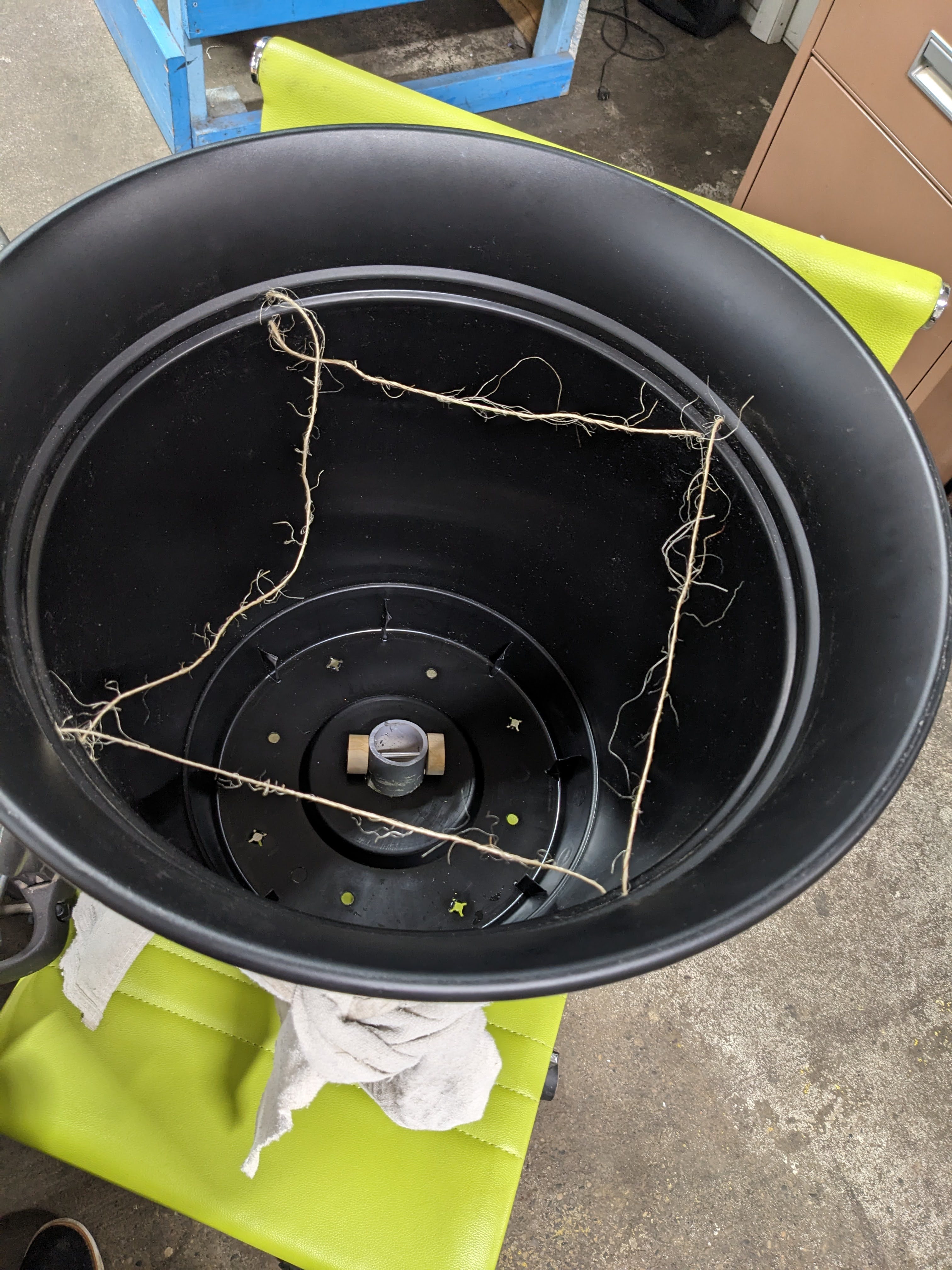 The head is a planter for a potted plant.